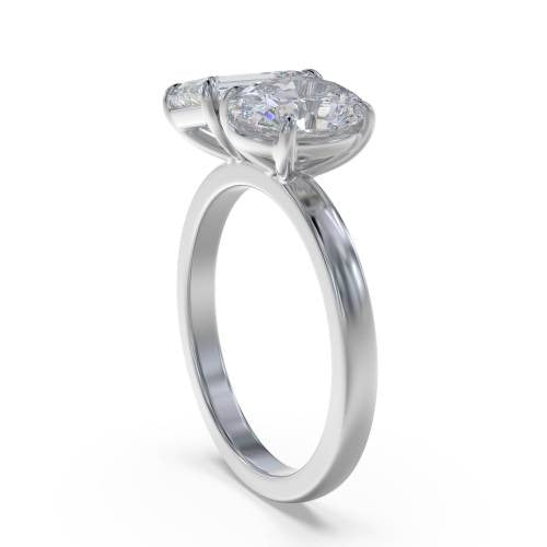 Emerald & Oval Two Stone Lab Grown Diamond Ring